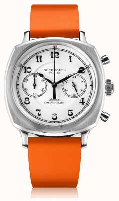 Duckworth Prestex Cronógrafo Bolton | mostrador branco | pulseira de borracha laranja D531-02-OR