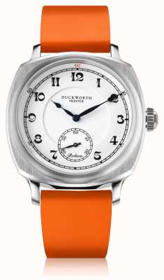 Duckworth Prestex Bolton pequenos segundos | pulseira de borracha laranja mostrador branco D667-02-OR