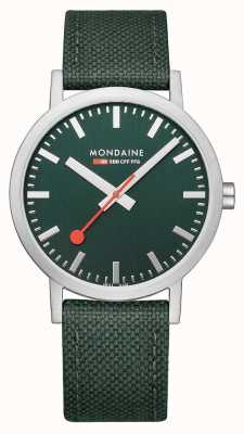 Mondaine Relógio clássico com pulseira de tecido verde floresta de 40 mm A660.30360.60SBF