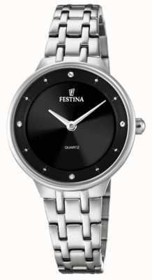 estina Relógio feminino de aço com conjuntos cz e pulseira de aço F20600/4