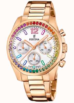 Festina Relógio crono feminino rose-pl.steel com pulseira de aço F20639/2