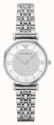 Emporio Armani Feminino | mostrador conjunto de cristal branco | pulseira de aço inoxidável AR1925