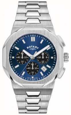 Rotary Cronógrafo Sport Regent (41 mm), mostrador azul sunray / pulseira em aço inoxidável GB05450/05