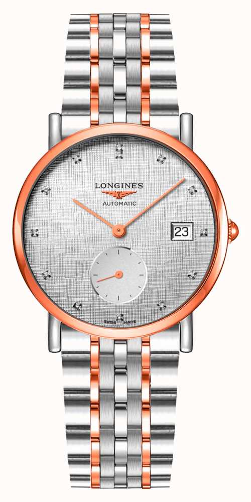 LONGINES Mostrador De Conjunto De Diamantes De Prata Listrado De