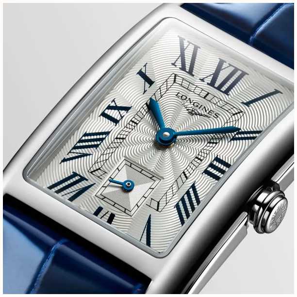 LONGINES Dolcevita Pulseira De Couro Azul Mostrador Prateado