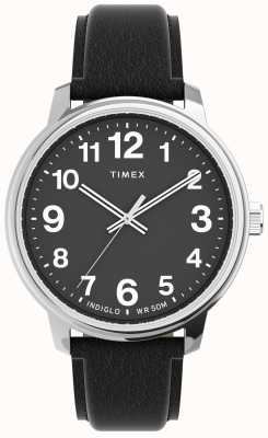 Timex Relógio de pulseira de couro em negrito de fácil leitura TW2V21400