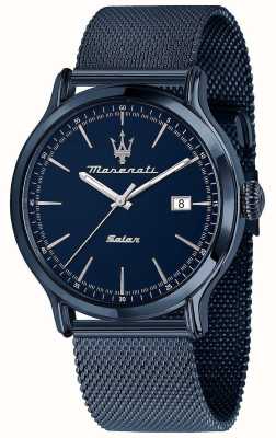 Maserati Solar masculino | mostrador azul | pulseira de malha de aço azul R8853149001