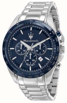 Maserati Traguardo masculino | mostrador de cronógrafo azul | pulseira de aço inoxidável R8873612043