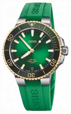 ORIS Aquis date calibre 400 bicolor automático (41,5 mm) mostrador verde / pulseira de borracha verde 01 400 7769 6357-07 4 22 77FC