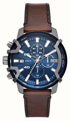 Diesel Relógio com mostrador azul e pulseira de couro marrom DZ4604