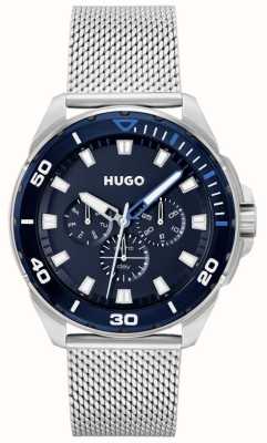 HUGO Homens #frescos | pulseira de malha de aço inoxidável | mostrador azul 1530287