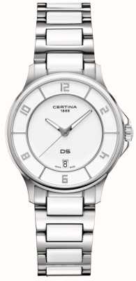 Certina Ds-6 relógio de mostrador branco com movimento de quartzo C0392511101700